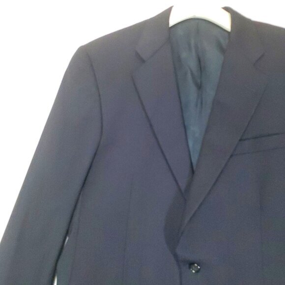 HICKEY FREEMAN Mens Sport Coat SZ 40R 100% Wool 2 Button Black Stripe Lined Vent - Picture 9 of 13